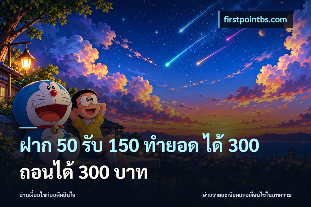 ฝาก 50 รับ 150 ทํายอด ได้ 300 ถอนได้ 300 บาท