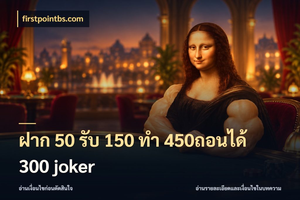 ฝาก 50 รับ 150 ทํา 450ถอนได้ 300 joker เปิดมุมโปรให้เข้ากับเกมแนวโปรด กับ firstpointbs.com